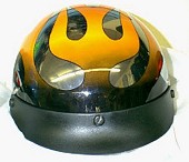 DOT Chrome Background with Flames Motorcycle Helmet