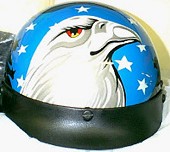 DOT Eagle and Stars Light Blue Motorcycle Helmet