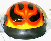 DOT Red and Yellow Flame Airbrushed Motorcycle Helmet 