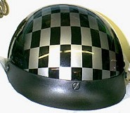 DOT Checker Silver/Black Motorcycle Helmet 