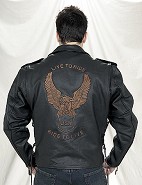 Embossed Eagle Leather Jacket